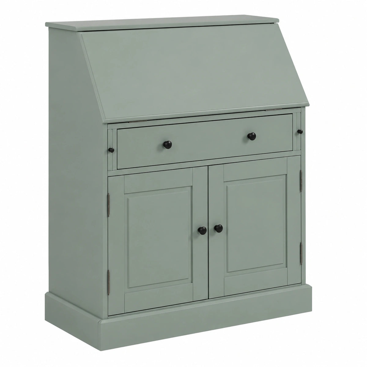 Bureau, avec rangement, en panneaux de bois, coloris vert, pour l’espace de travail