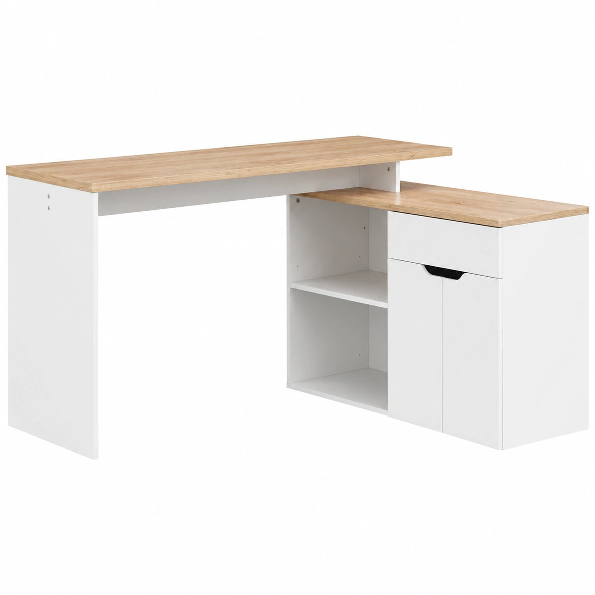 Bureau, modulable, avec rangement, avec tiroirs, coloris blanc, pour l’espace de travail