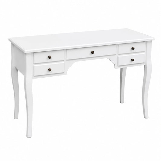 Bureau, en panneaux de bois, avec tiroirs, coloris blanc, 110 x 47 x 79 cm, pour l’espace de travail
