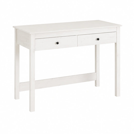 Bureau, avec tiroirs, en bois massif, 100 x 50 x 78 cm, coloris blanc, pour l’espace de travail