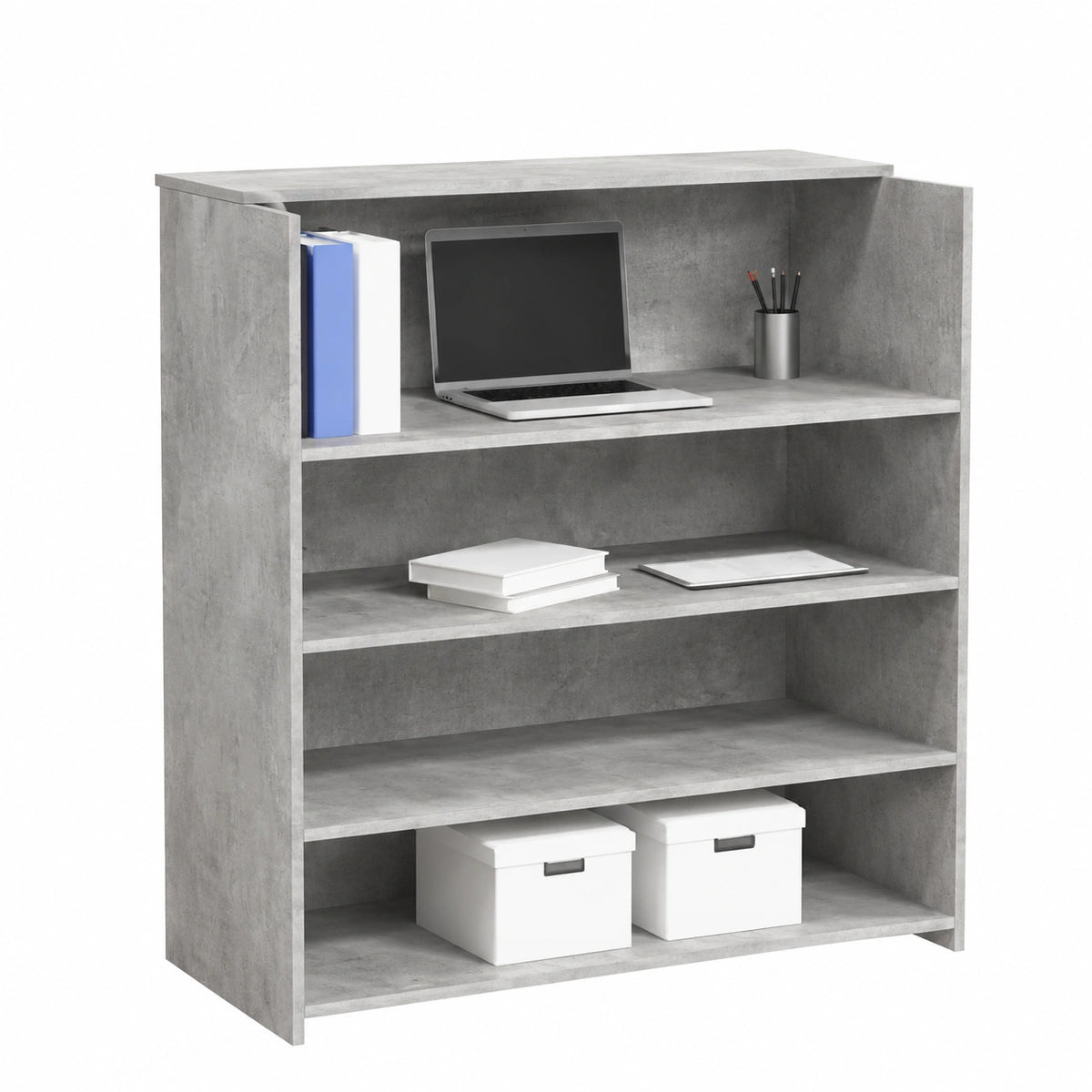 Bureau, avec rangement, coloris gris, 100 x 50 x 103,5 cm, pour l’espace de travail