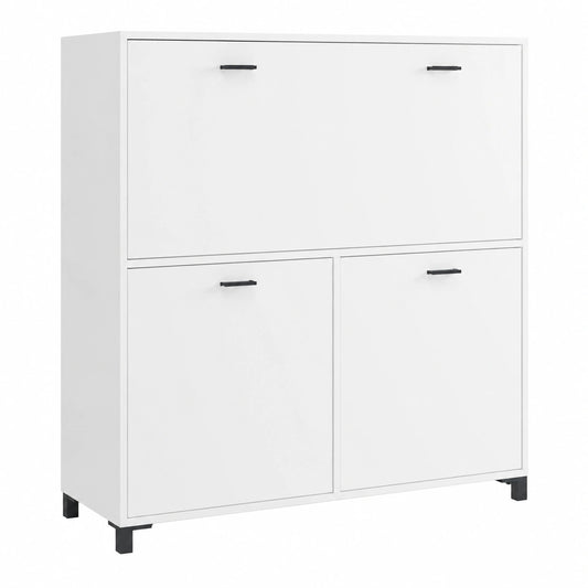 Armoire, avec portes, coloris noir et blanc, pour la chambre