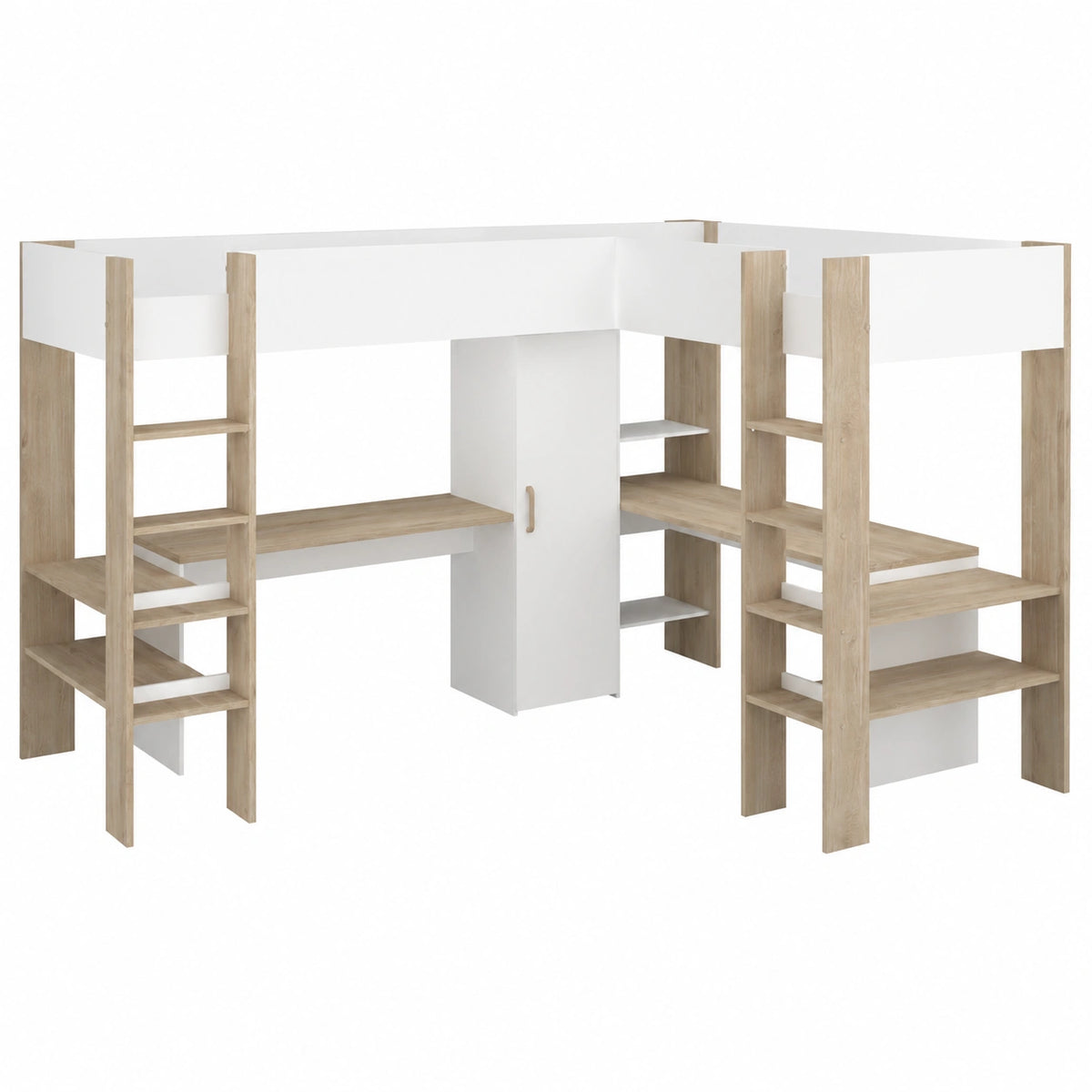 Lit, avec rangement, avec sommier, coloris blanc, pour la chambre