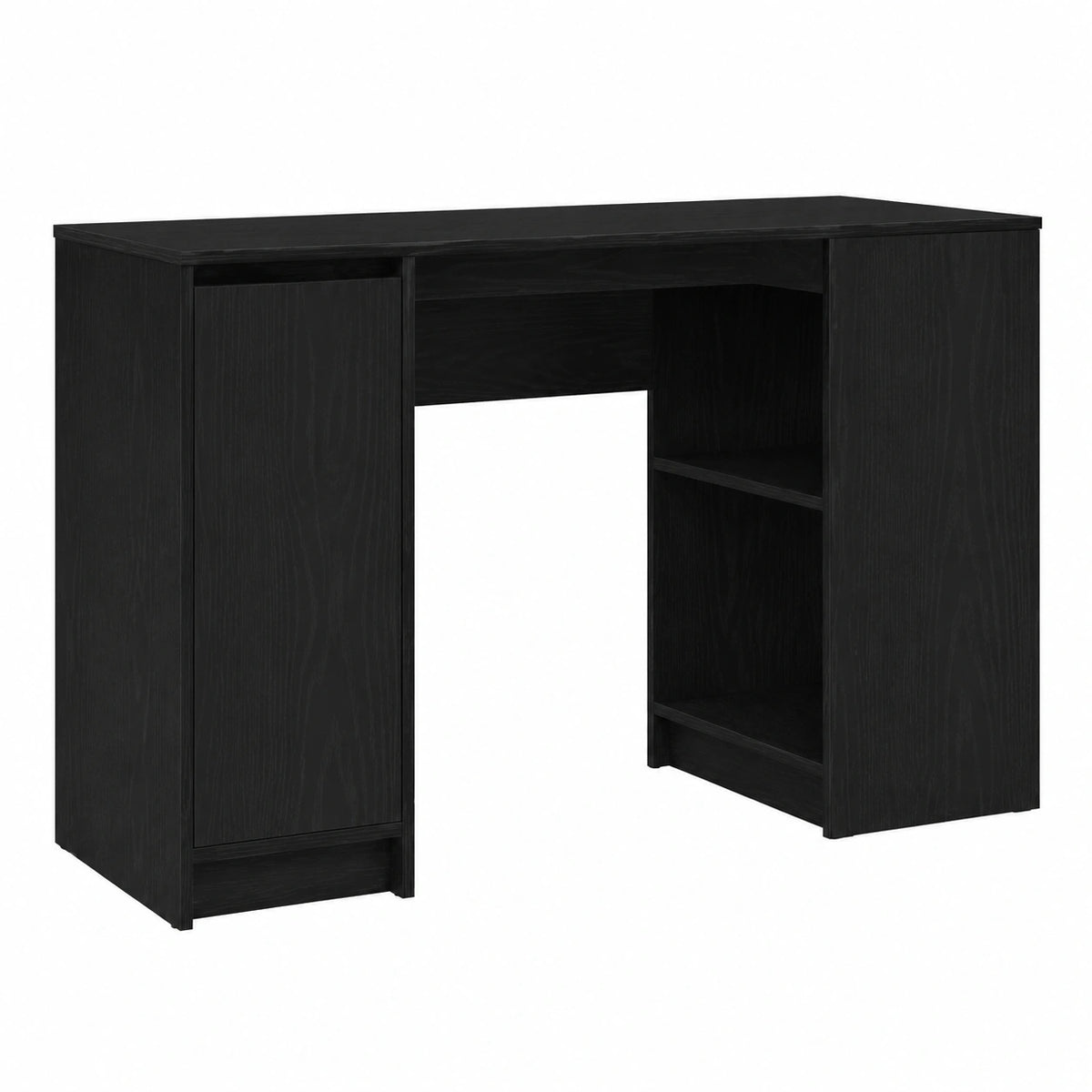 Bureau, avec rangement, en chêne, coloris noir, 120 x 42 x 76 cm, pour l’espace de travail