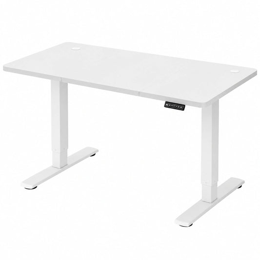 Bureau, réglable, avec prise intégrée, coloris blanc, 120 x 60 cm, pour l’espace de travail