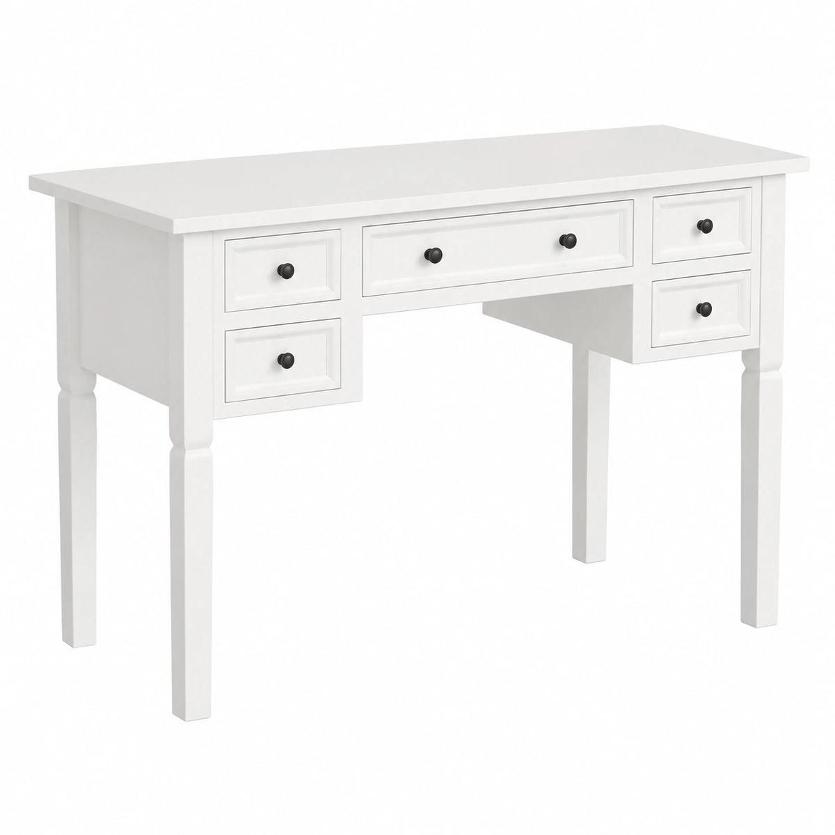 Bureau, en panneaux de bois, avec rangement, avec tiroirs, coloris blanc, 109,5 x 45 x 77,5 cm, pour l’espace de travail