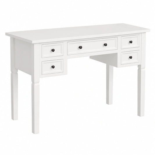 Bureau, en panneaux de bois, avec rangement, avec tiroirs, coloris blanc, 109,5 x 45 x 77,5 cm, pour l’espace de travail