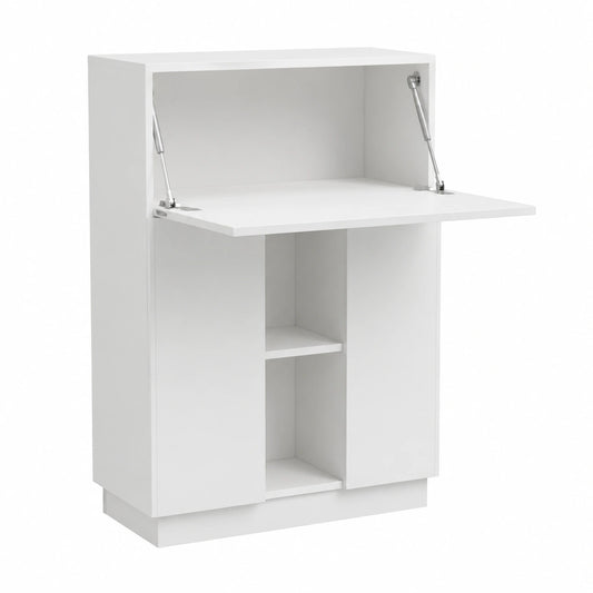 Bureau, avec rangement, avec portes, coloris blanc, 71,5 x 31,5 x 106,5 cm, pour l’espace de travail