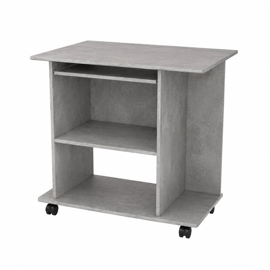 Bureau, extensible, sur roulettes, 80 x 50 x 75 cm, coloris gris, pour l’espace de travail