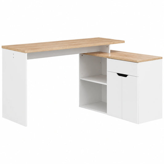Bureau, modulable, avec rangement, avec tiroirs, coloris blanc, pour l’espace de travail