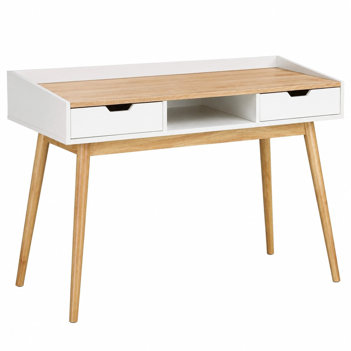 Bureau, avec tiroirs, coloris blanc et marron, 76 x 120 x 55 cm, pour l’espace de travail