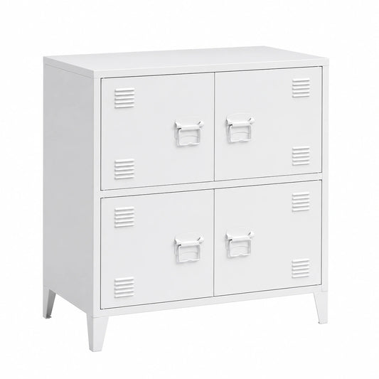 Armoire, avec rangement, avec étagères, avec portes, en acier, coloris blanc, 82 x 80 x 40 cm, pour la chambre